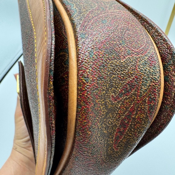 ETRO Milano Paisley Hand Bag PVC Leather Brown Auth# 0729889 - Picture 8 of 15